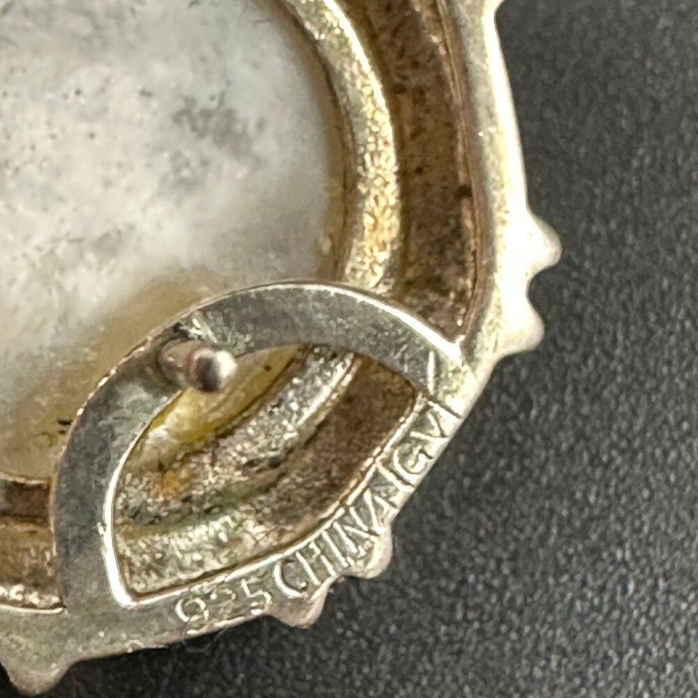 Vintage Sterling Silver 925 Faux Pearl Moonstone Earrings Lever Back Western - Picture 5 of 8